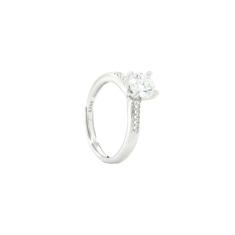 925 Silver Single Stone Side Diamond Rings