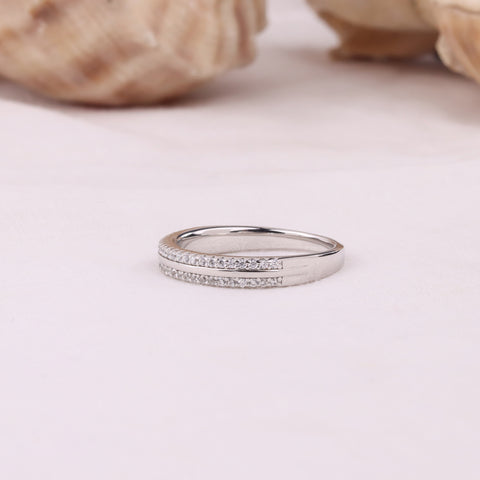 Dual Layer Solitaire Design Silver Fashion Ring