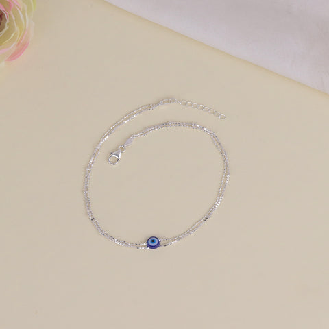 Evil Eye 925 Silver Adjustable Anklet for Women