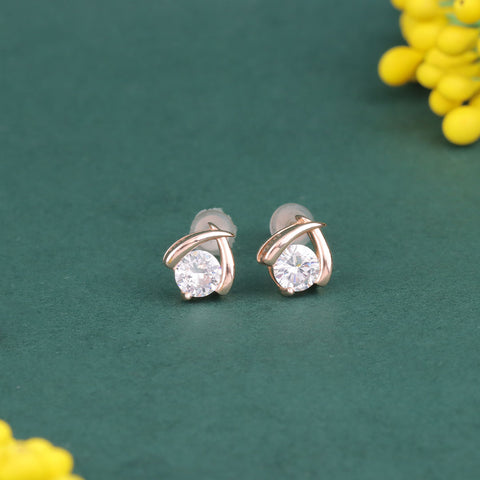 925 Sterling Silver Elegant Solitaire CZ Stud Earrings For Girl