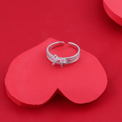 Valentine's Special Silver Bow Ring