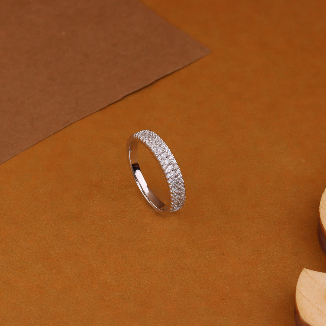 Round Shape White Diamond Sterling Silver Ring – Eri Silvers