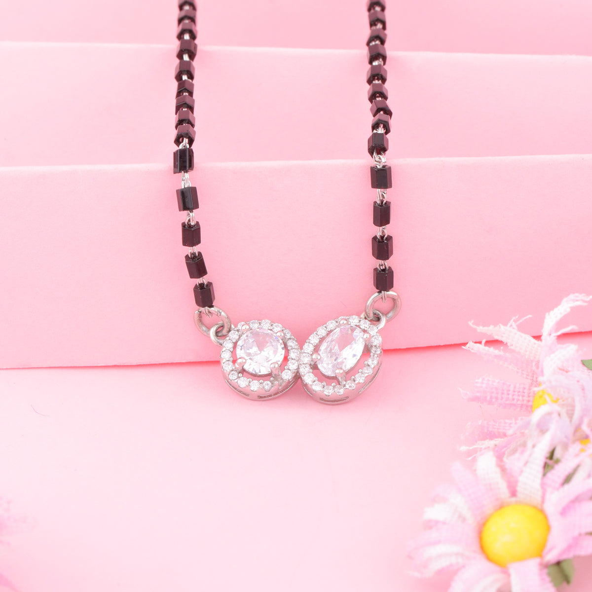 Solitaire Silver Mangalsutra