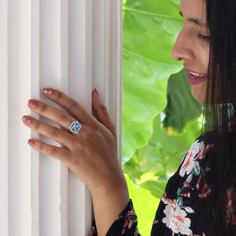 Daily Wear Blue Sapphire Silver  Ring for Her