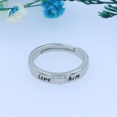 Silver love him ring
