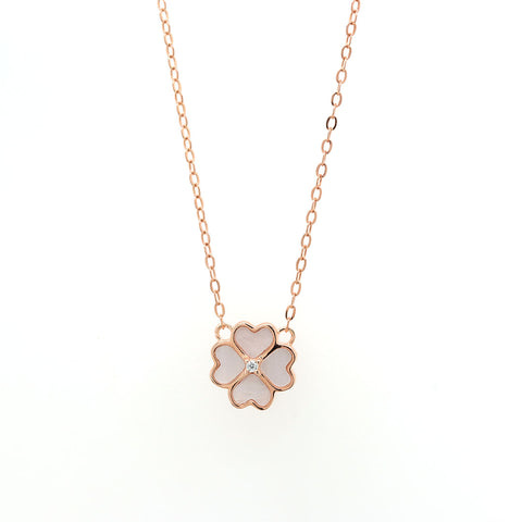 Rose Gold Flower Heart Shape Pendant With Chain