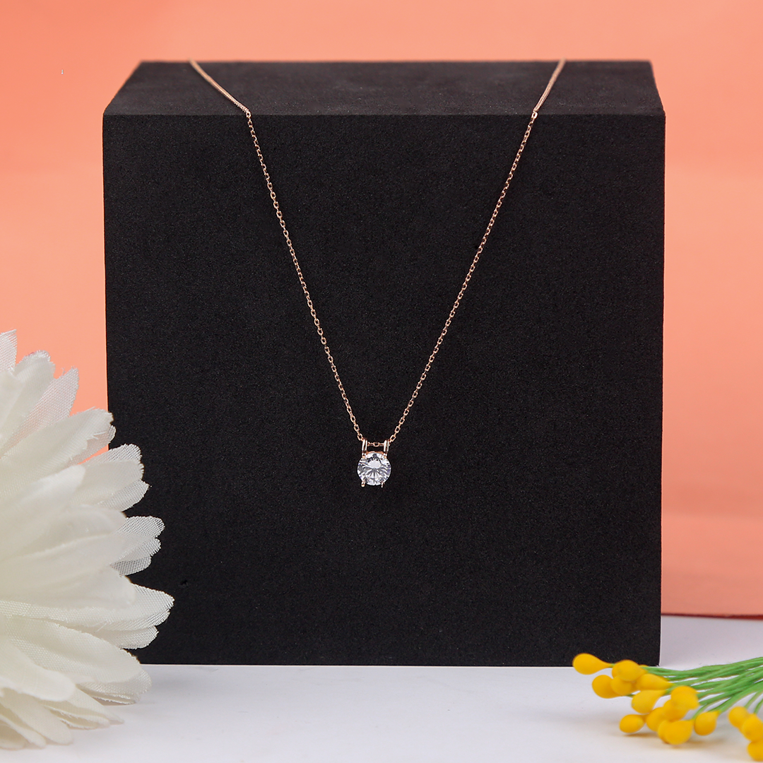 Rose Gold Hanging Diamond Pendant With Chain