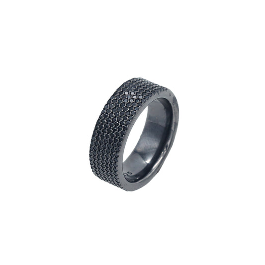 Silver Black Diamond Band Ring
