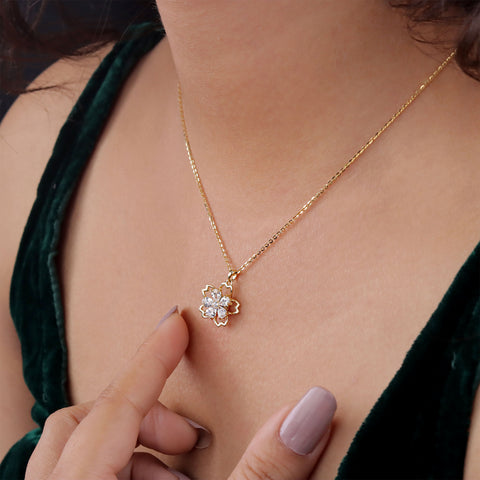 Floral Gold Pendant Chain for Women