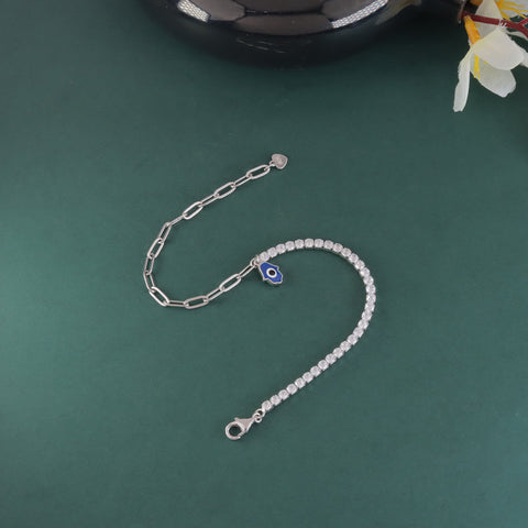 925 Sterling Silver Evil Eye Charm Tennis Bracelet For Women