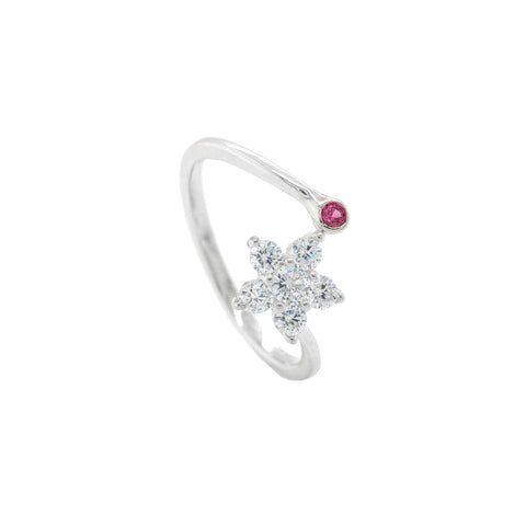 925 Pure Silver  Flower  Adjustable Women Rings