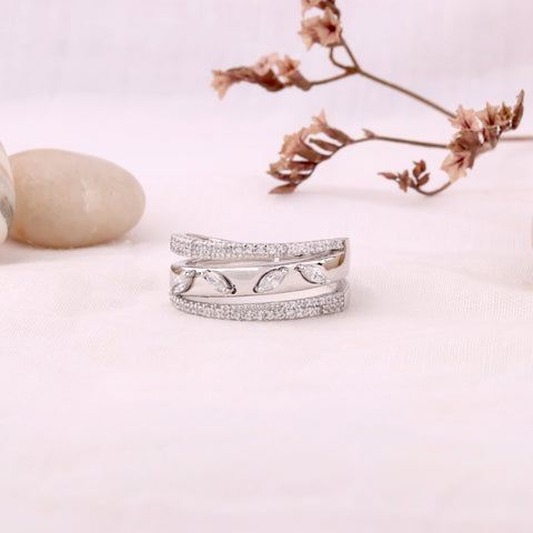 silver leaf design ring bend