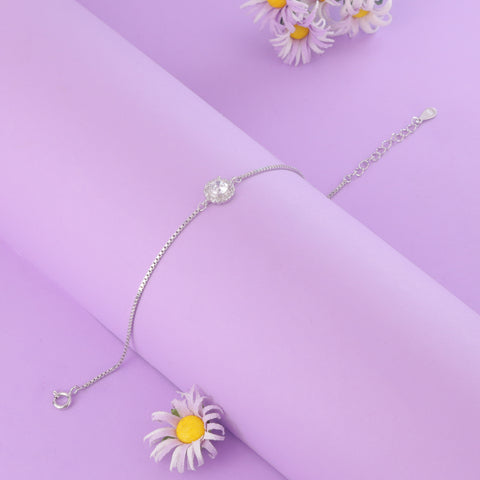 925 stunning Silver Halo CZ Bracelet For Women