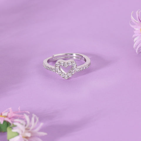 Heart Crown Silver Engagement Rings