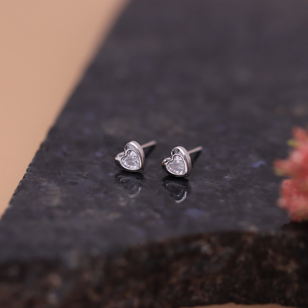 Silver Heart Shape Earrings