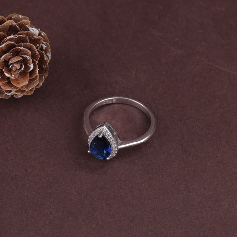 925 Sterling Silver Blue Sapphire Teardrop Jewelry Set for Women