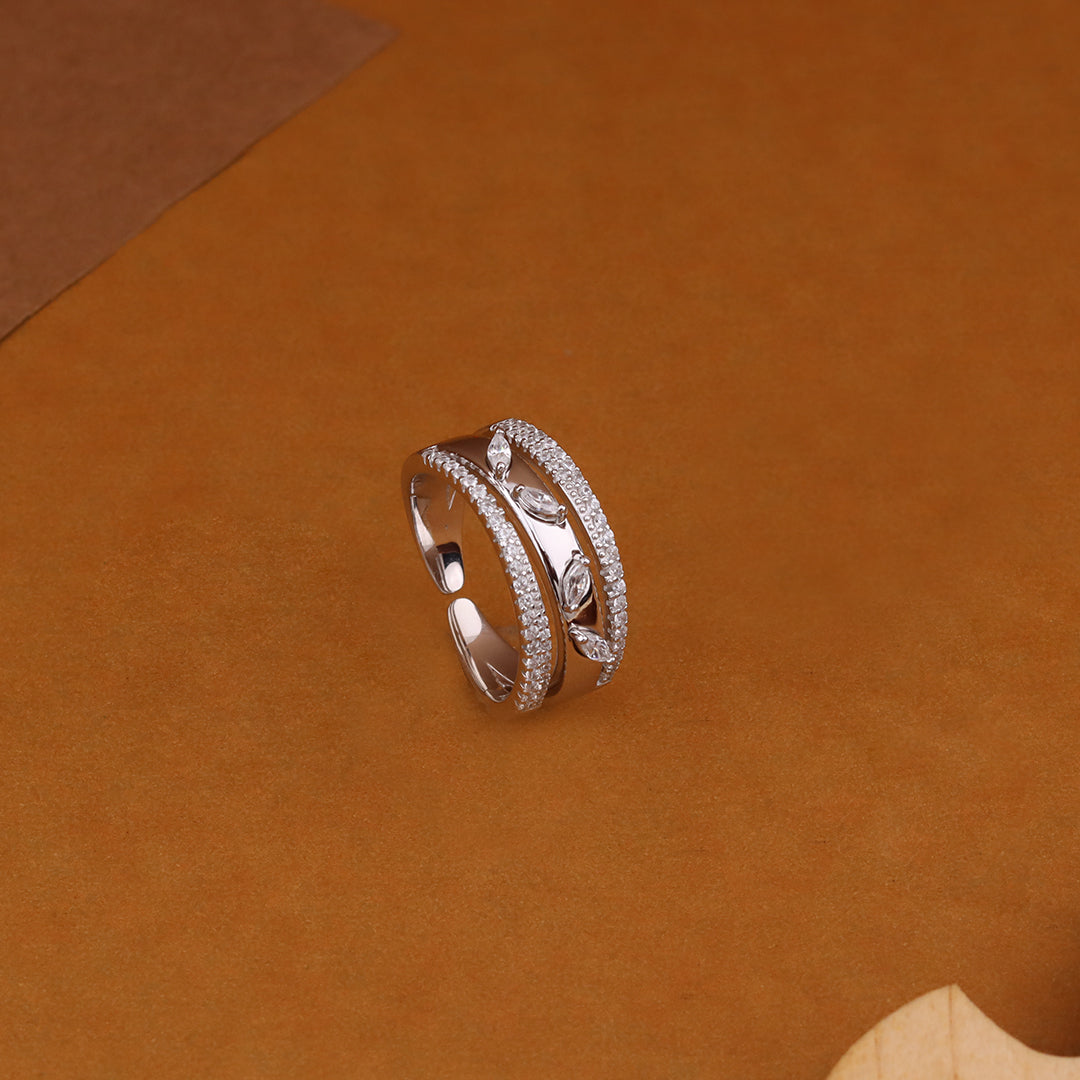 silver leaf design ring bend