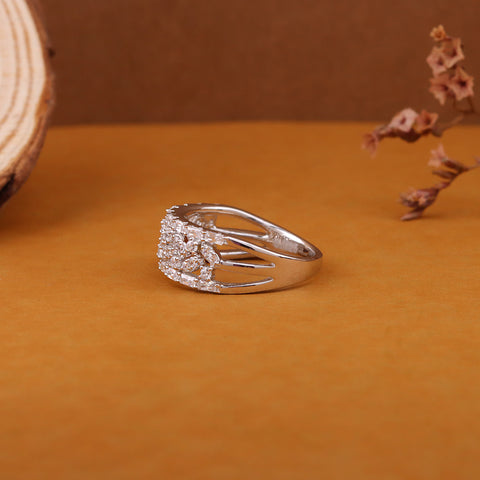 Chic leaf band  Silver Statement Ring