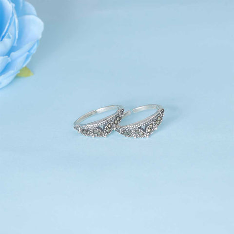 925 Sterling Silver Antique Leaf Toe Ring