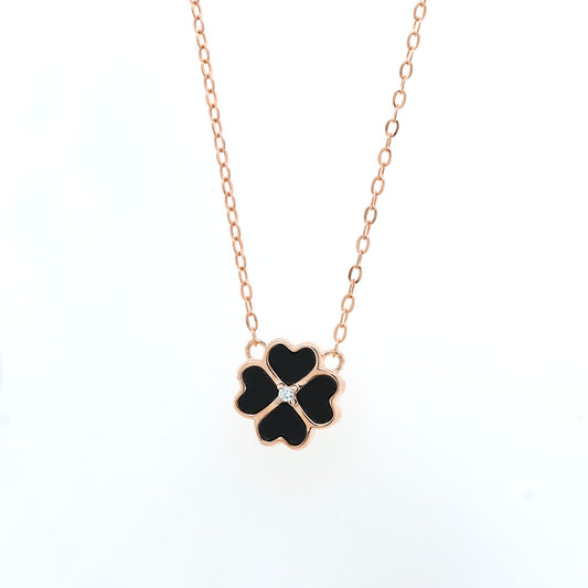 Rose Gold Flower Heart Shape Pendant With Chain
