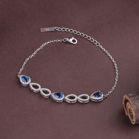 925 Sterling Silver Blue Sapphire Teardrop Jewelry Set for Women