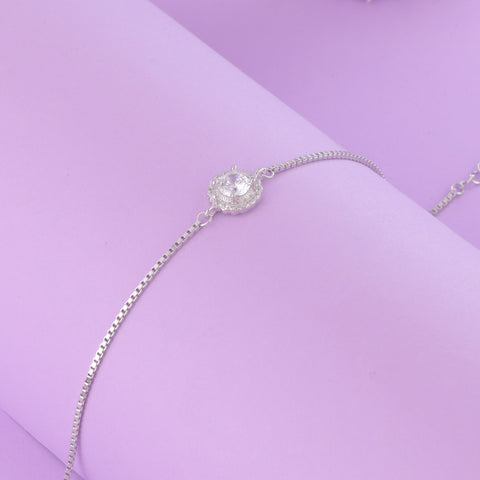 925 stunning Silver Halo CZ Bracelet For Women
