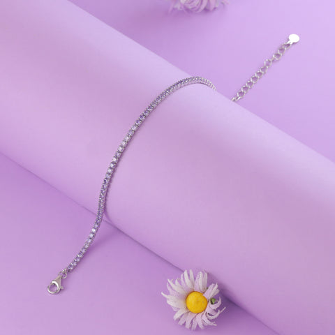 925 Sterling Silver   Sapphire Sparkle Tennis Bracelet For Women