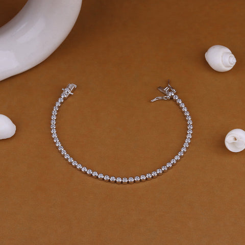 Bezel Set Diamond Tennis Bracelet In Silver