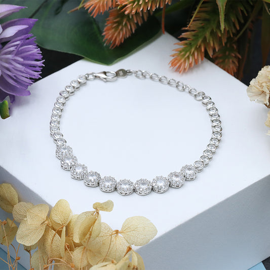 925 Sterling Silver Designer diamond chain tennis bracelet