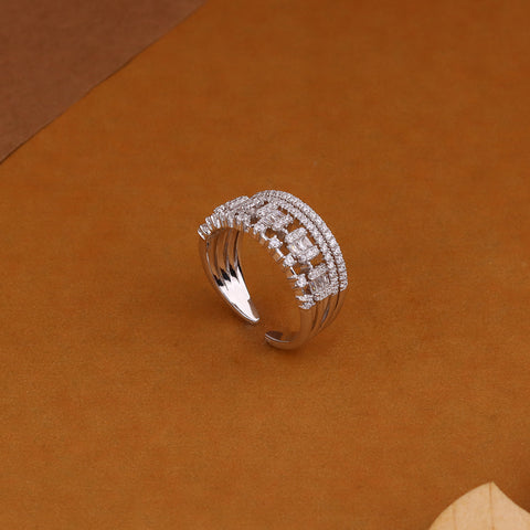 Trendy Silver Band Ring with Intricate Detailing