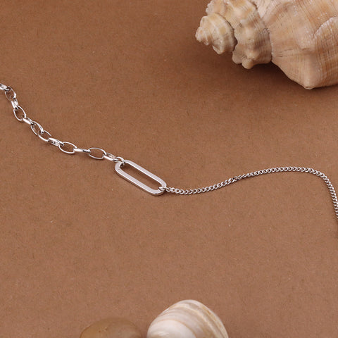 925 Silver Round Link With Chain Bracelet