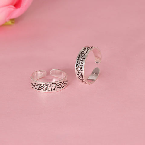 925 Sterling Silver Antique Pattern Toe Ring  for Women