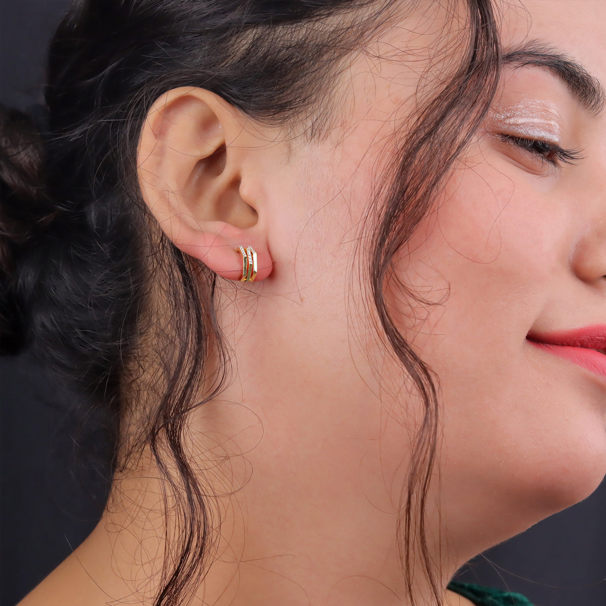 925 Sterling Silver Yellow Plated  Hoop Earrings for Women