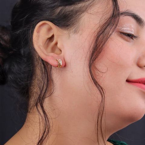 925 Sterling Silver Yellow Plated  Hoop Earrings for Women