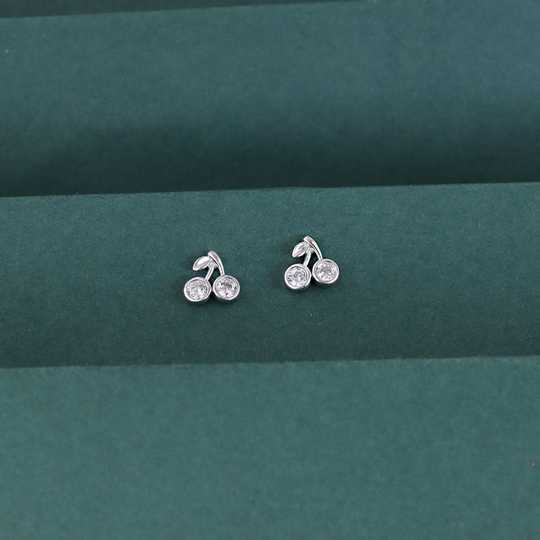 925 Sterling Silver Cherry CZ Stud Earrings for Women