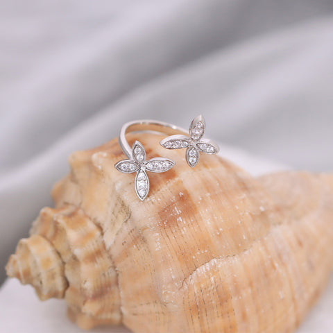 Sterling Silver Butterfly Ring With Adjustable Size.