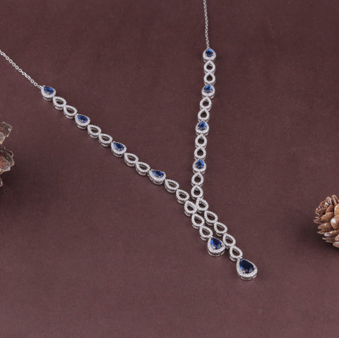 925 Sterling Silver Blue Sapphire Teardrop Jewelry Set for Women