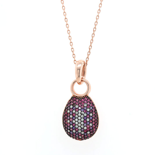 Oval Shape Rose Gold Pendant With Chain