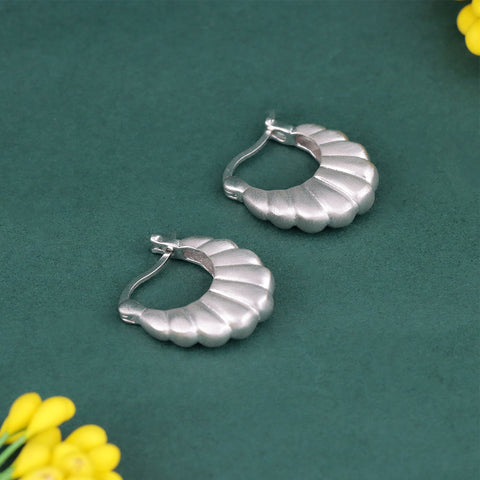 925 Sterling Silver Matte Hoop Earrings