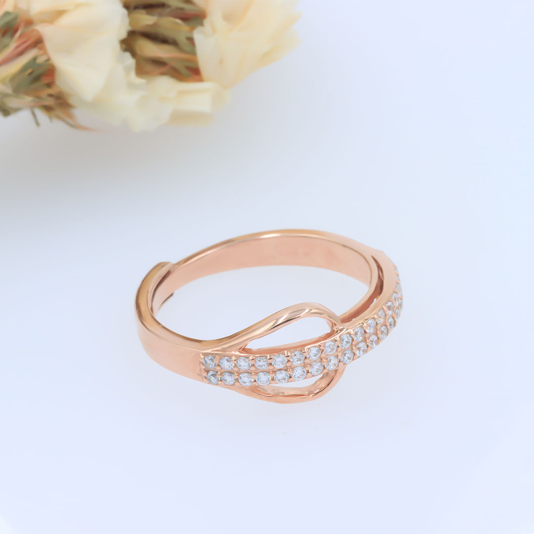 Double row band rose gold adjustable ring