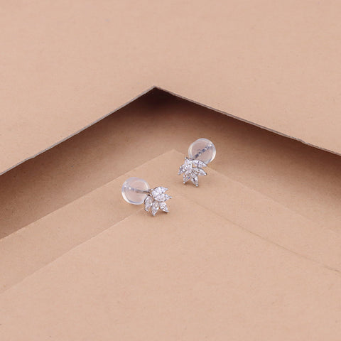 Crystal Flower Silver Earrings For Women
