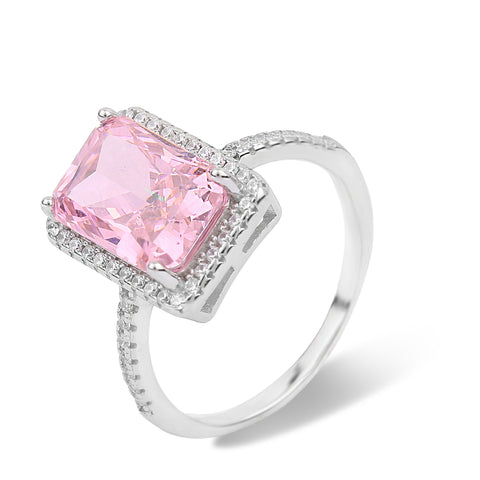 Sterling Silver Pink Gem Engagement Ring