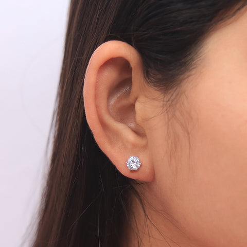 Silver High Stud  Earrings