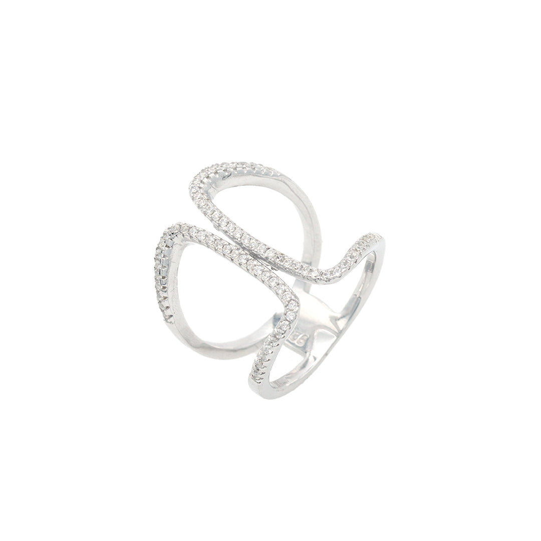 Silver cocktail band diamond ring
