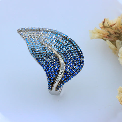 Silver leaf  blue sapphire's multi color ring