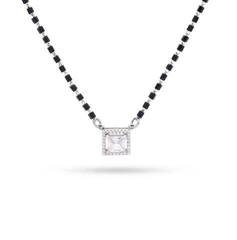 92.5 Silver with Square Solitaire  Mangalsutra  For Women