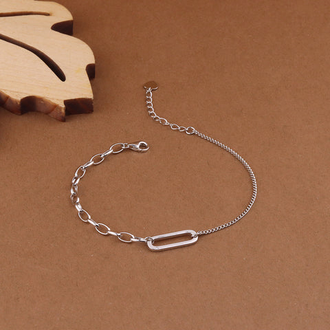 925 Silver Round Link With Chain Bracelet