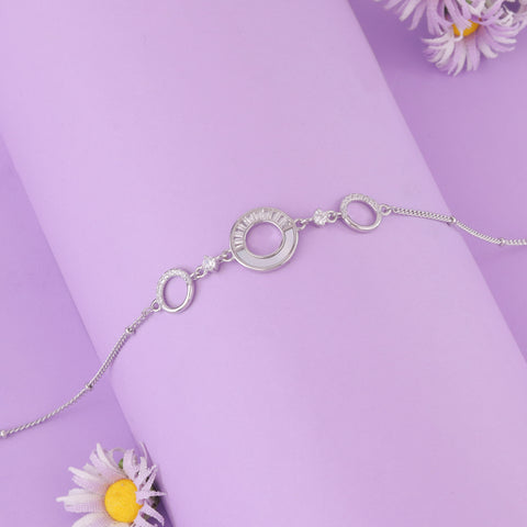 925 Sterling Silver Interlocking Circle CZ Bracelet for Women