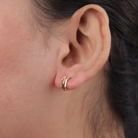 925 Sterling Silver Yellow Plated  Hoop Earrings for Women