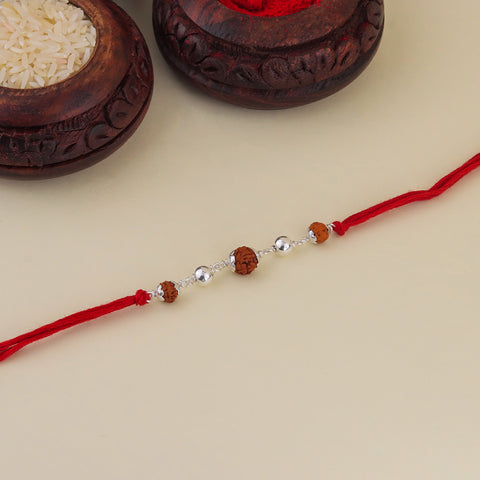 Rudraksha and 925 Silver Beads Rakhi